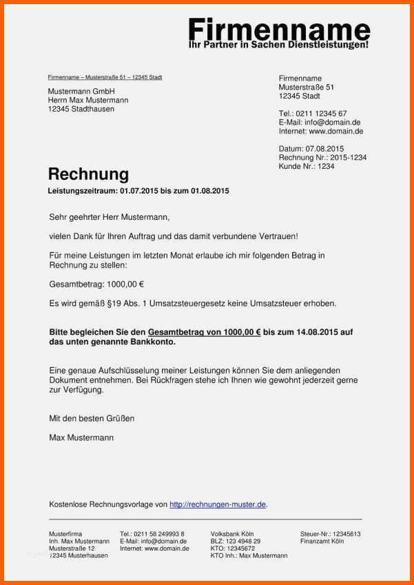 Einzahl 15 Vorlage Rechnung Privatverkauf