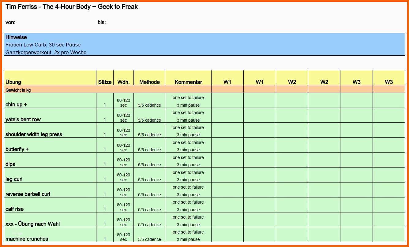 Einzahl 18 Trainingsplan Vorlage Excel
