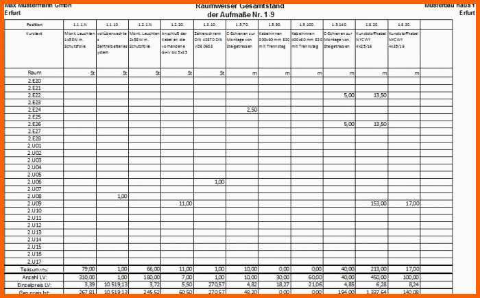 Einzahl Aufmass Programm Download