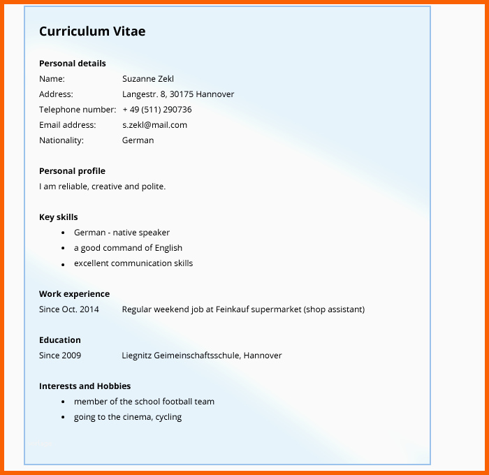 Einzahl Curriculum Vitae Englisch Klasse 9 Modelo De Curriculum