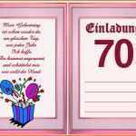 Einzahl Einladung Zum 70 Geburtstag Vorlage Kostenlos