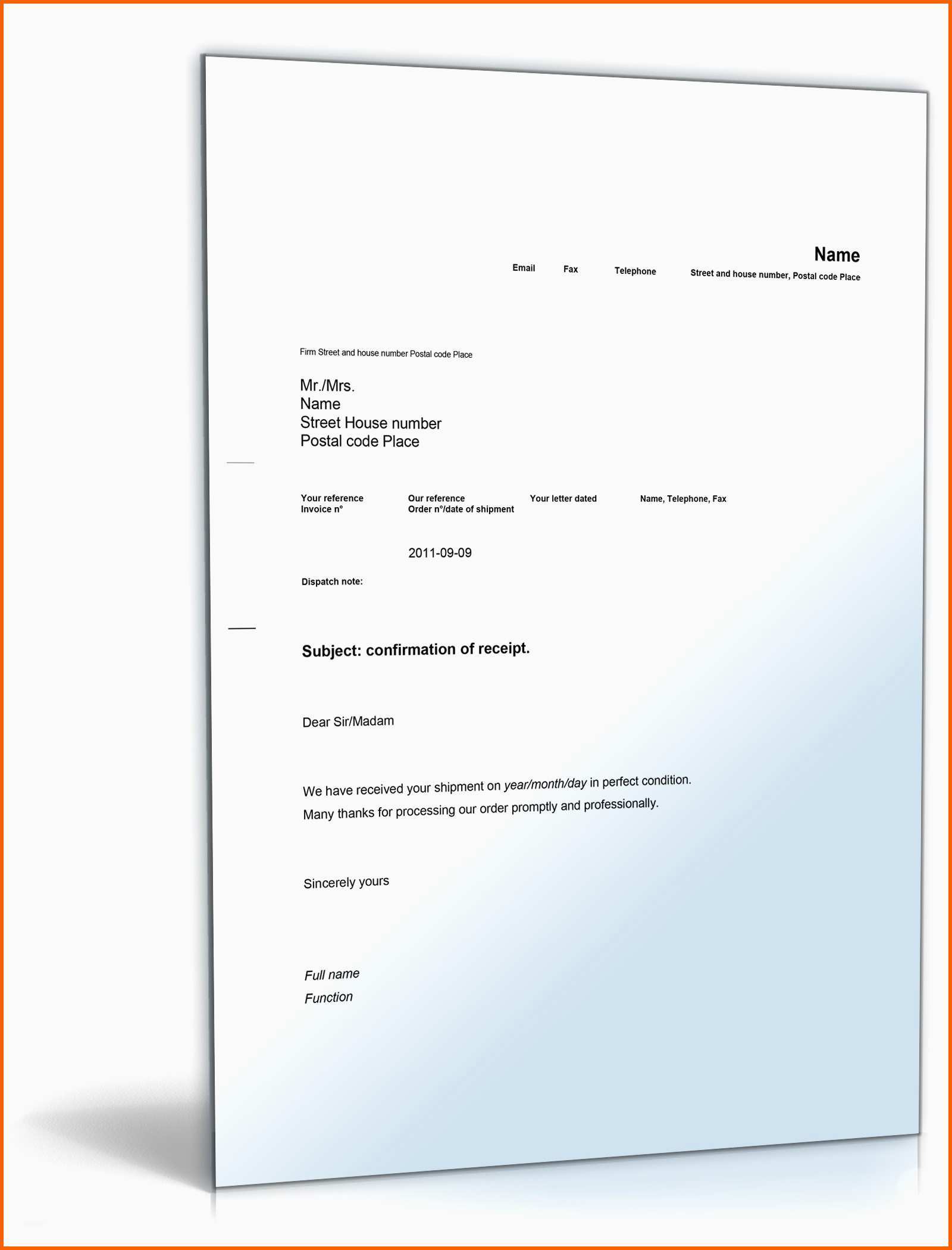 Einzahl Empfangsbestätigung Auf Englisch
