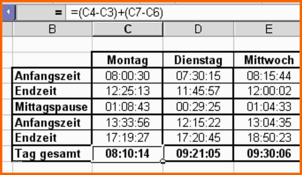 Einzahl Excel Arbeitszeit Berechnen Mit Pause Vorlage – De Excel