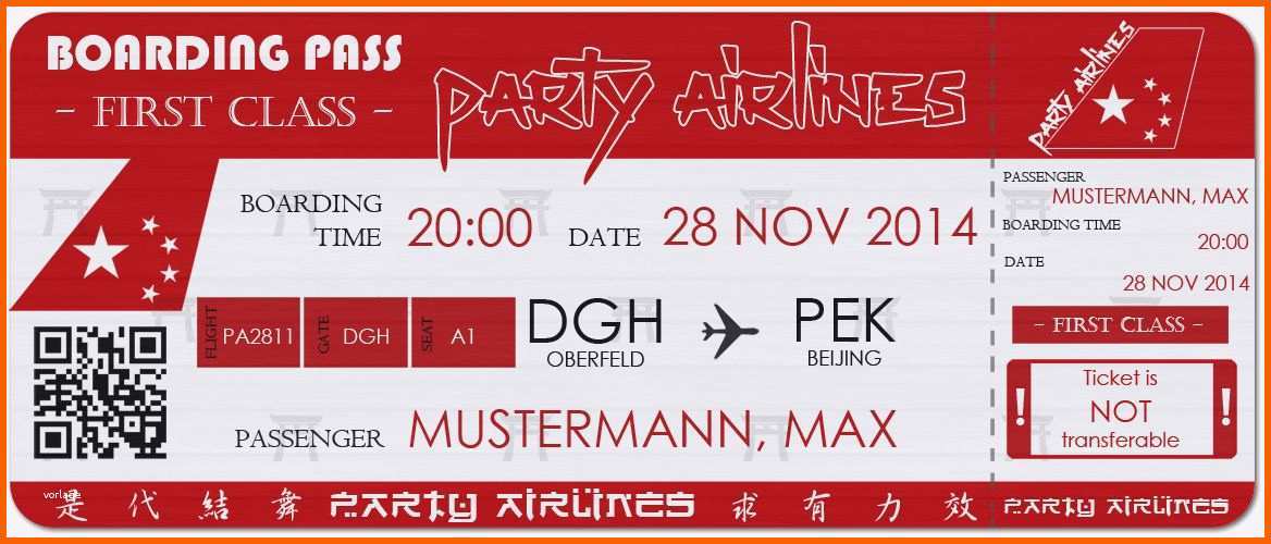 Einzahl Flugticket Vorlage Geschenk