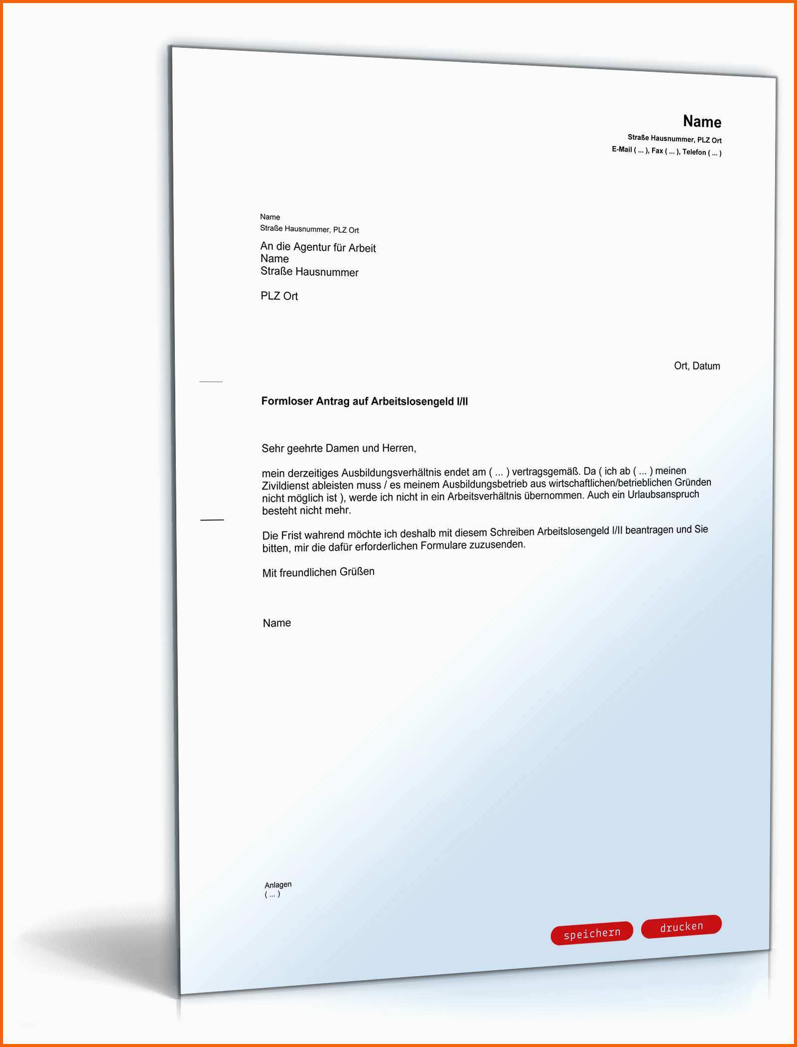 Einzahl formloser Alg Antrag Beendigung Ausbildung Muster