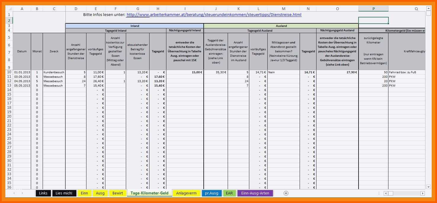 Einzahl Inventarliste Excel Vorlage