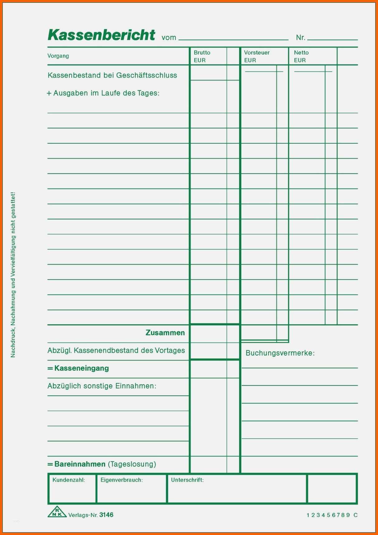 Einzahl Kassenbuch Vorlage Pdf Cool 5 Muster Kassenbericht