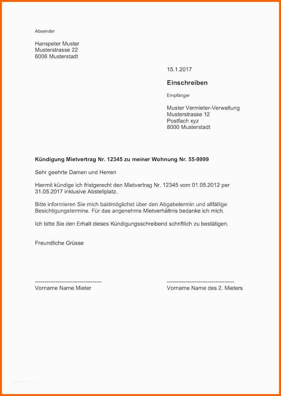 Einzahl Kündigung Mietvertrag Vorlage Pdf Am Besten 9 Vorlage