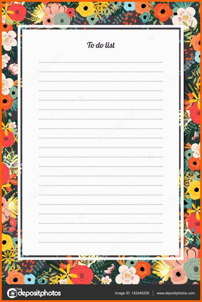 Einzahl Plakat Vorlage Blumen to Do Liste — Stockvektor