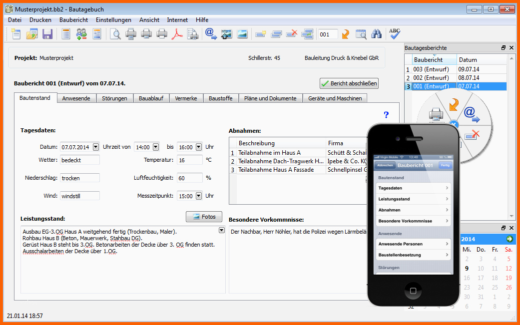 Einzahl software Bautagebuch Baukosten Und Honorar Hoai