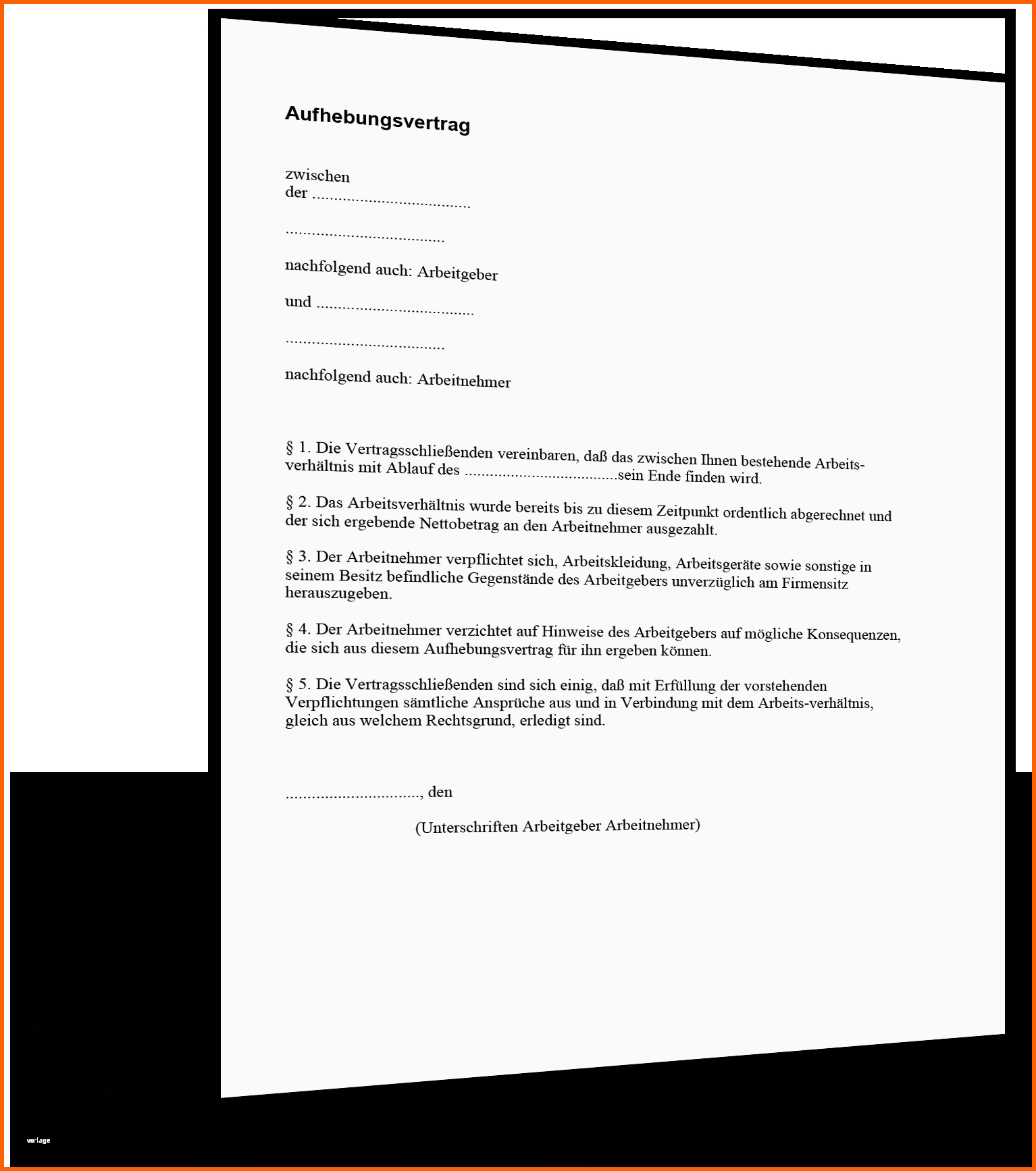 Einzahl Vorlage Aufhebungsvertrag Einfach