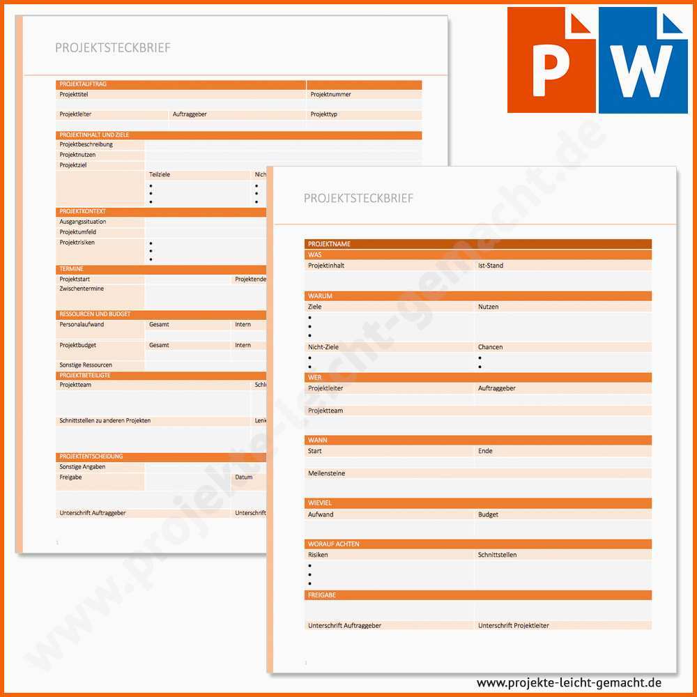 Einzahl Vorlage Projektsteckbrief
