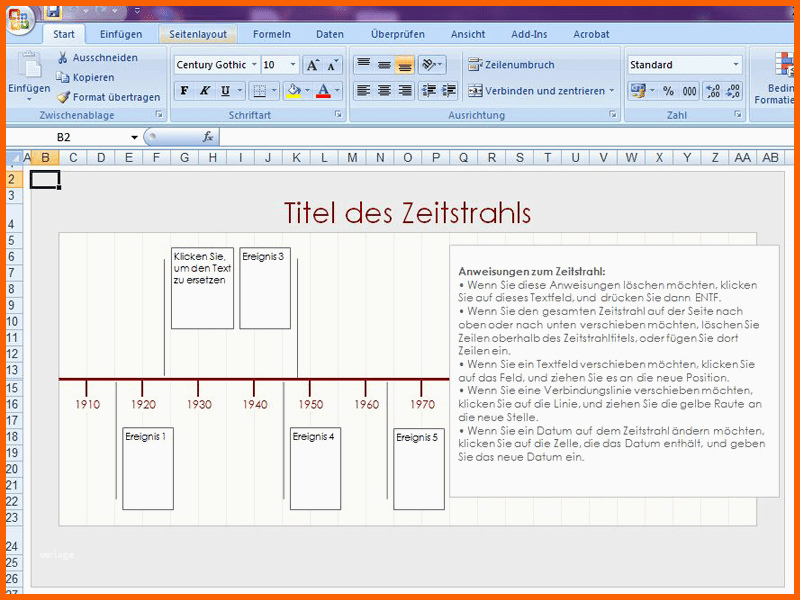 Einzahl Zeitschiene Excel Vorlage – Gehen