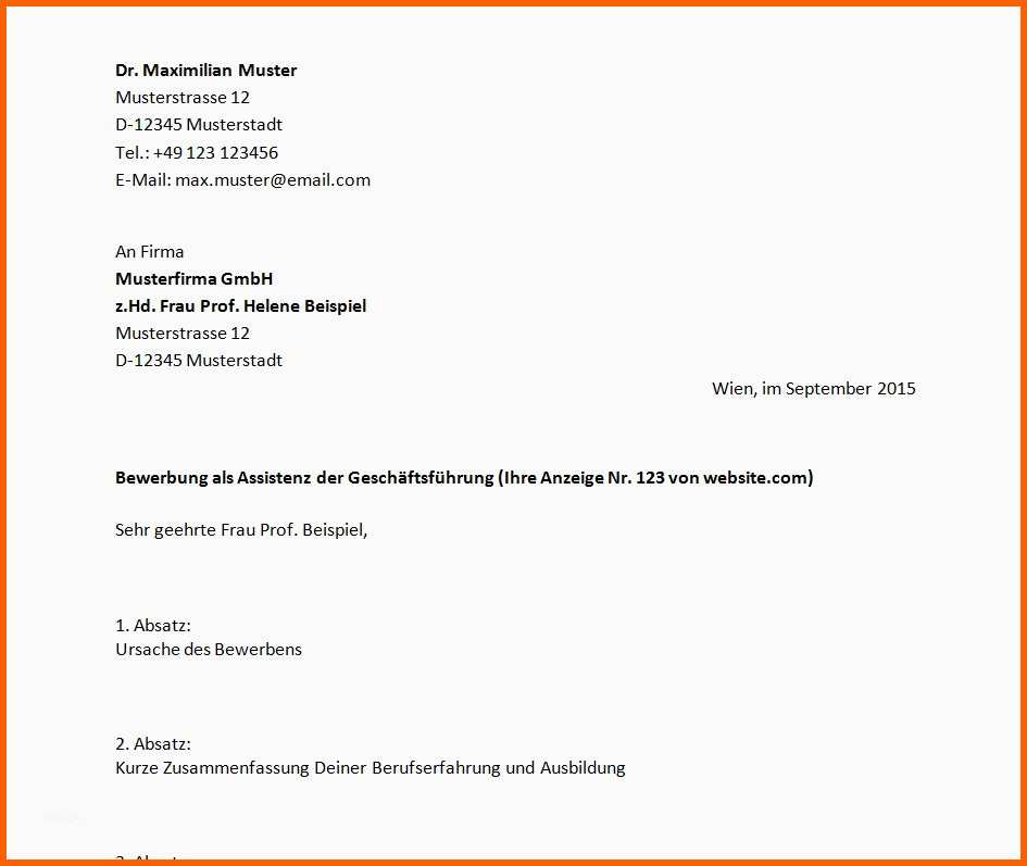 Einzigartig 13 Word Vorlage Anschreiben Bewerbung