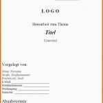 Einzigartig 15 Facharbeit Deckblatt Vorlage Word