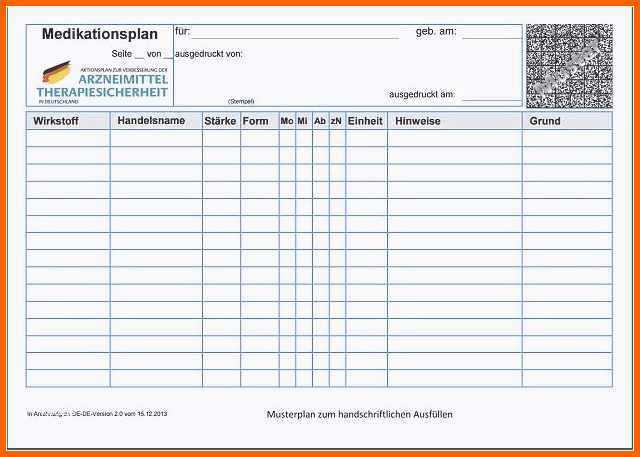 Einzigartig 15 Medikamentenplan Muster