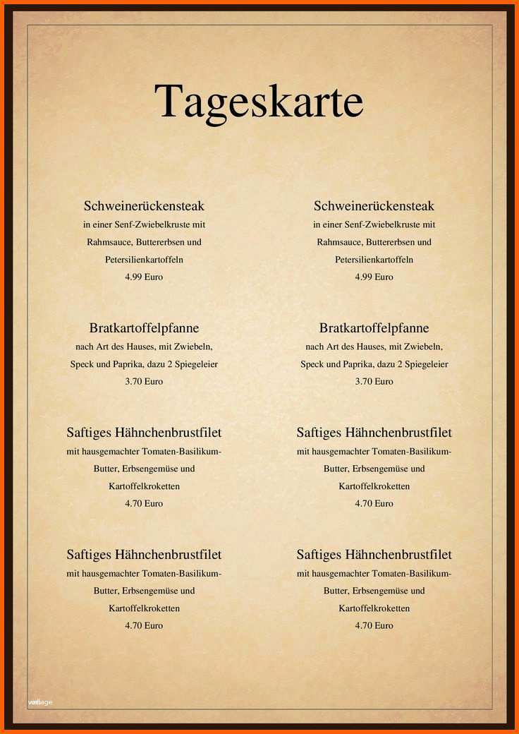 Einzigartig 18 Speisekarte Vorlage Kostenlos