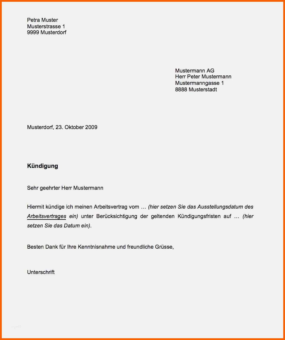 Einzigartig 19 Vorlage Kündigung Arbeitnehmer
