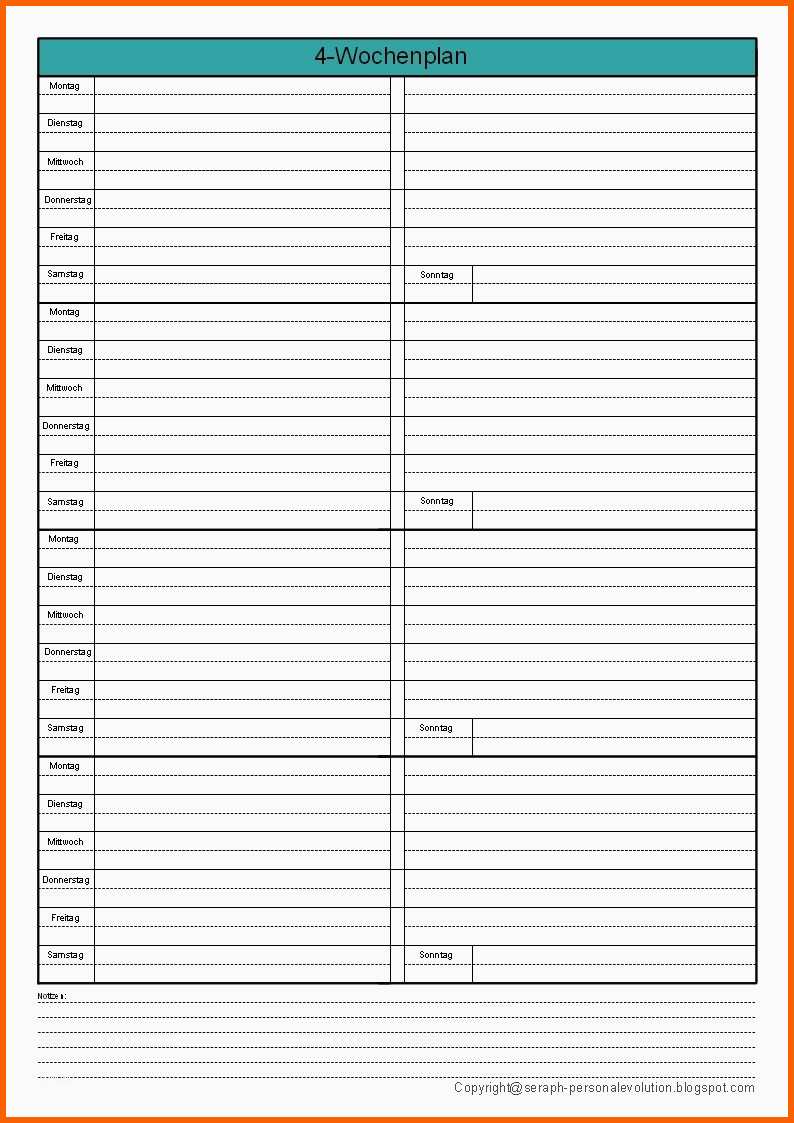 Einzigartig 7 Vorlage Wochenplan
