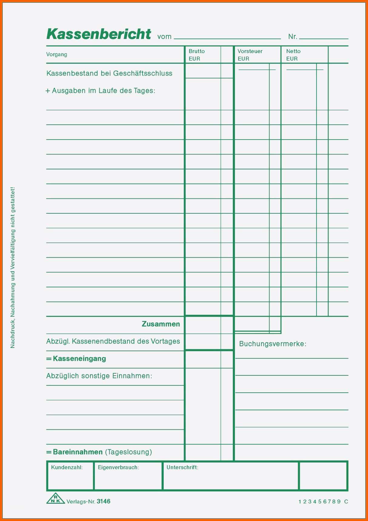 Einzigartig 9 Kassenbuch Vordruck
