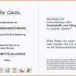 Einzigartig Allergene Speisekarte Vorlage Genial Einzigartiges