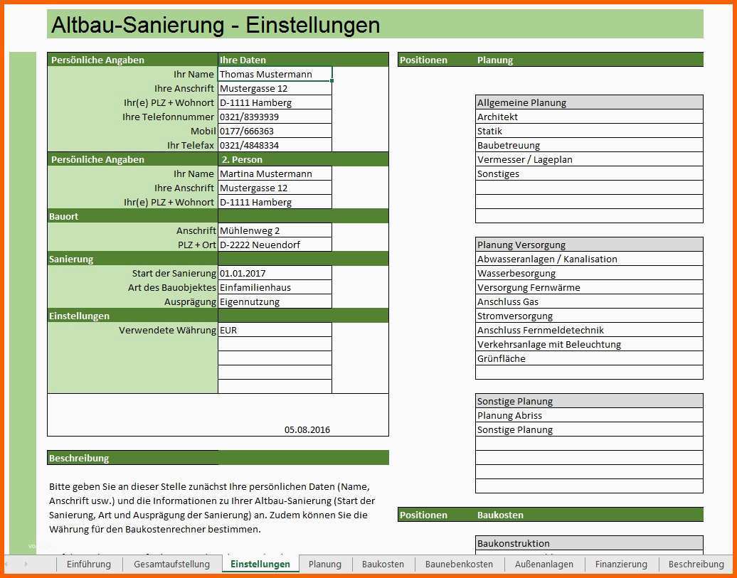 Einzigartig Altbausanierung Excelberechnung Jetzt Zum sofort Download