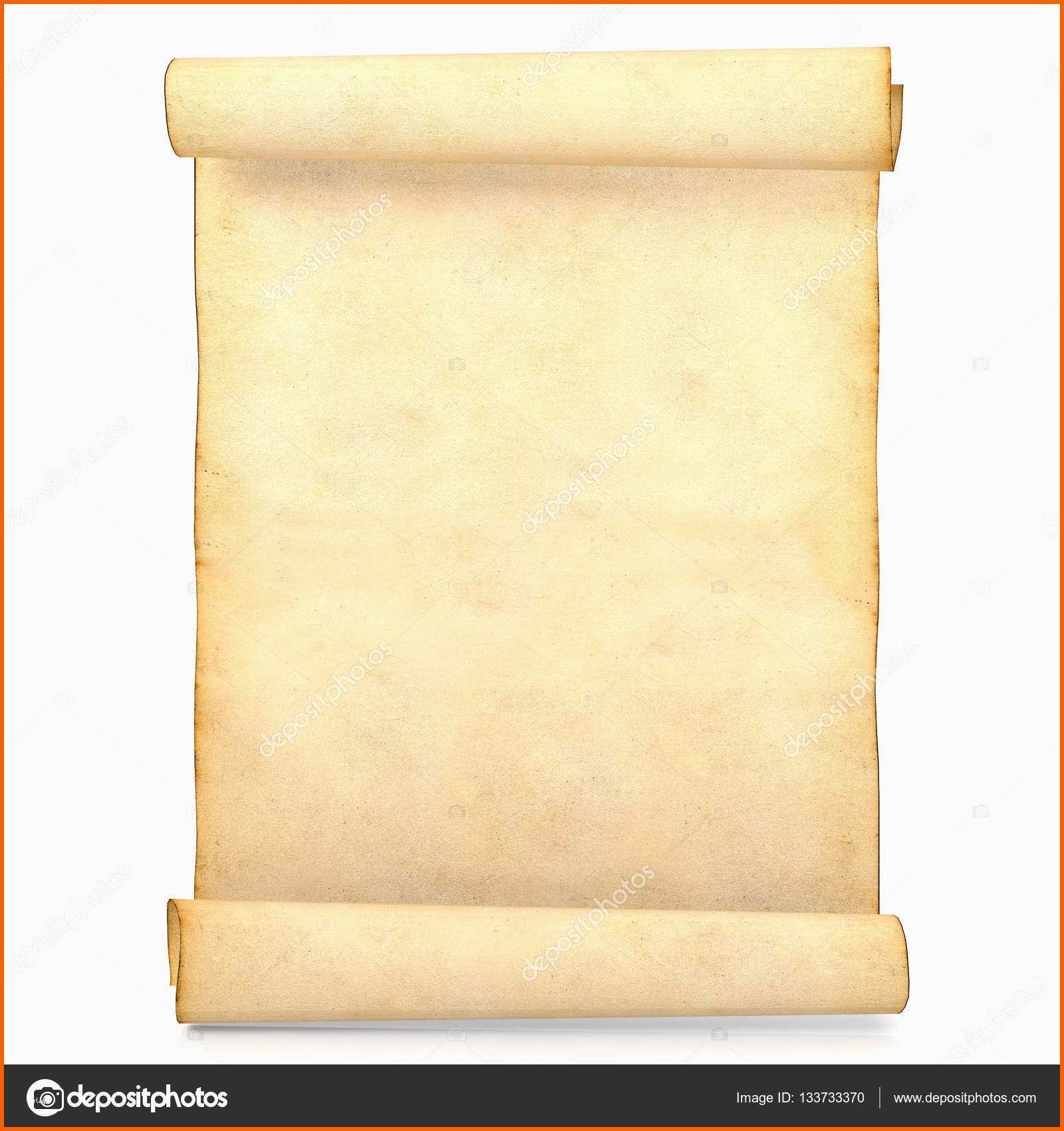 Einzigartig Alte Leere Antike Schriftrolle Papier isoliert Auf Weißem