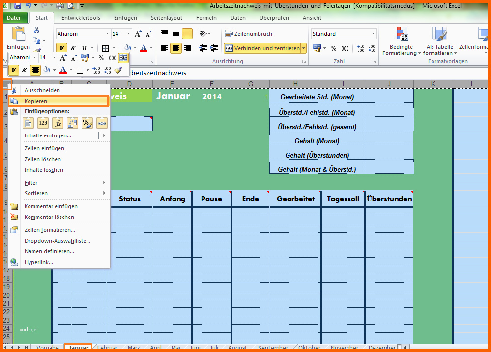 Einzigartig Arbeitszeitnachweis Vorlage Mit Excel Erstellen Fice