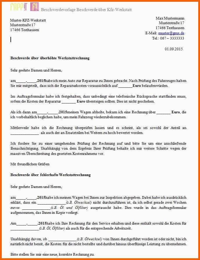 Einzigartig Beschwerdebrief Und Mustervorlagen