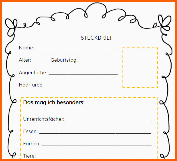 Einzigartig Diesen Steckbrief Nutze Ich Zu Schulanfang Als Grundlage
