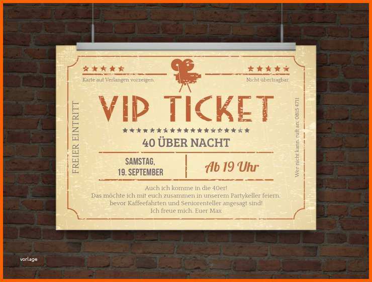 Einzigartig Drucke Selbst Kreative Einladungskarte Vip Ticket Retro