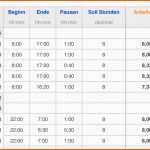 Einzigartig Excel Vorlage Arbeitszeit 2018