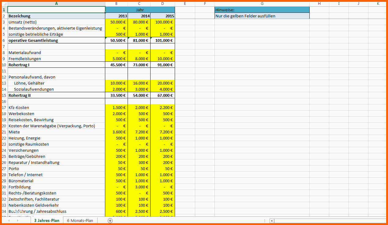Einzigartig Excel Vorlage Rentabilitätsplanung Kostenlose Vorlage