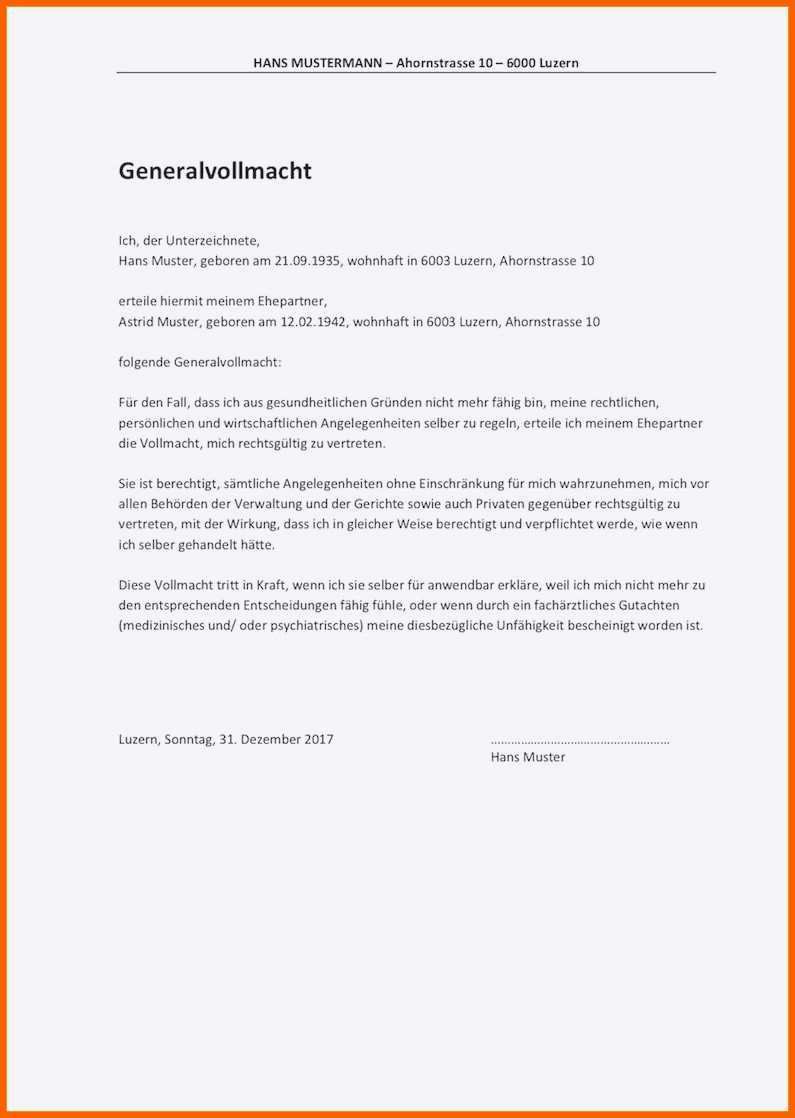 Einzigartig Handlungsvollmacht Vorlage