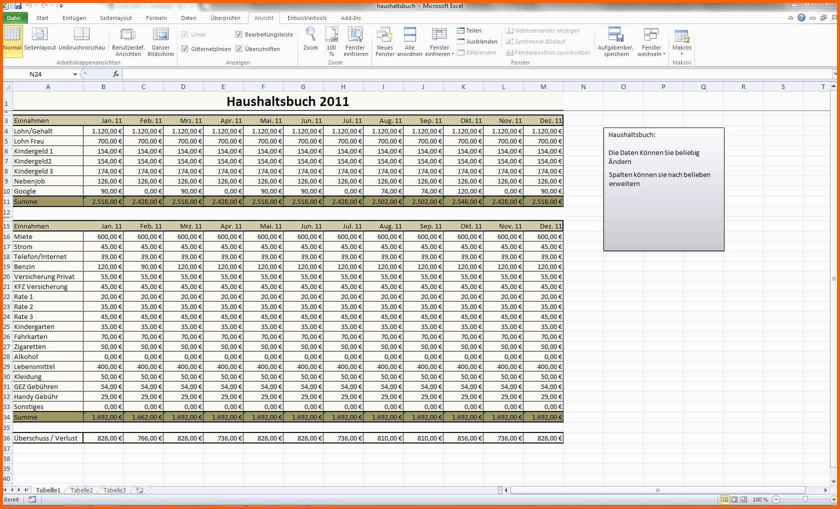 Einzigartig Haushaltsbuch Vorlage Excel Sammlungen Excel Vorlagen