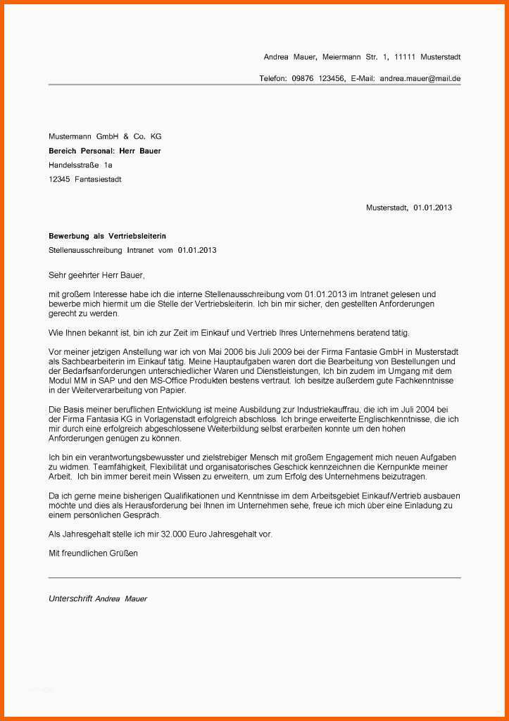 Einzigartig Interne Bewerbung Internes Bewerbungsschreiben Muster