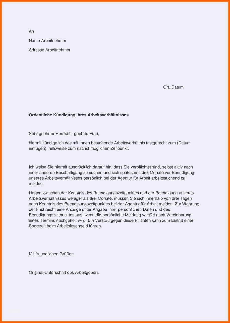 Einzigartig Kündigung Arbeitsvertrag Muster Arbeitgeber Pdf