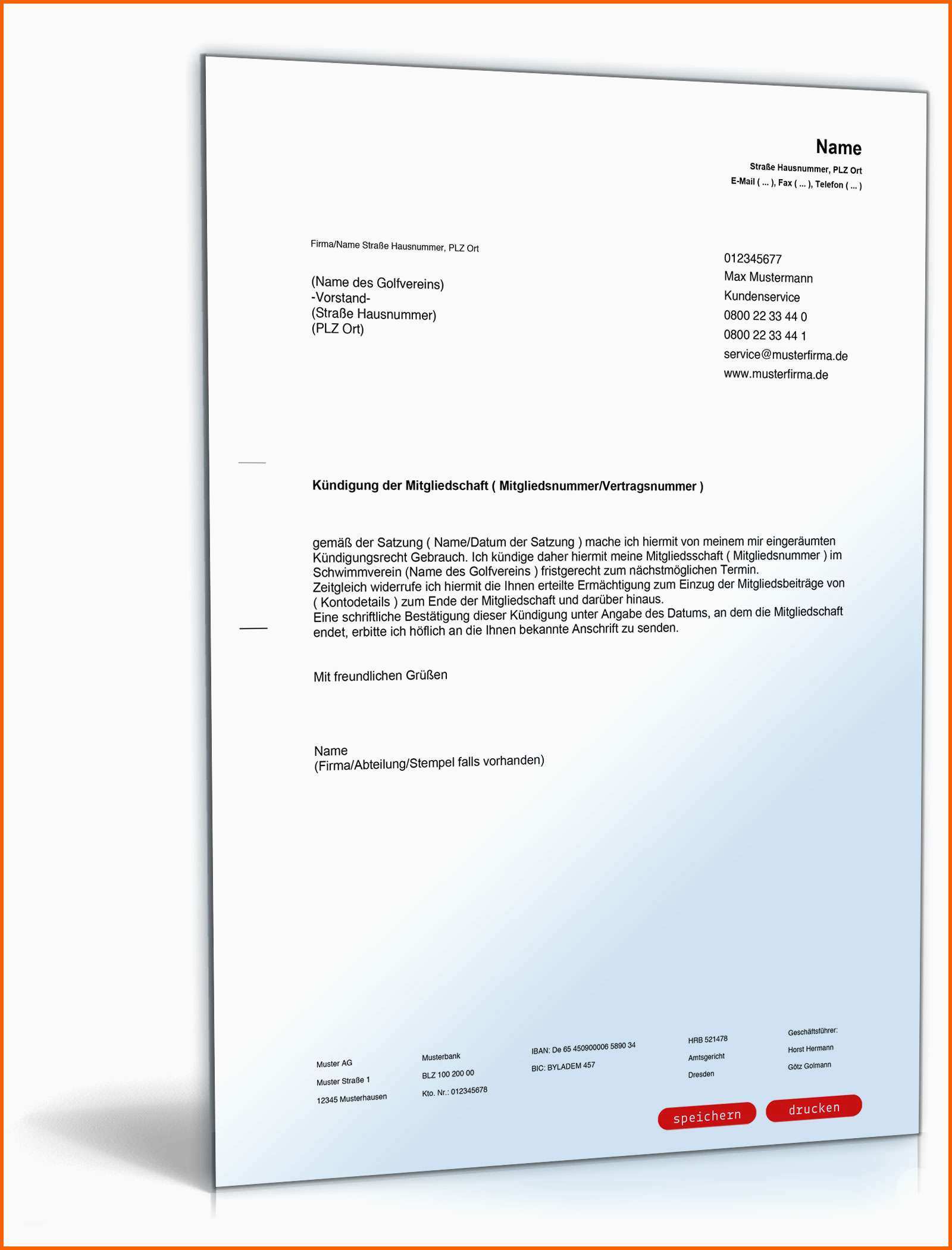 Einzigartig Kündigung Mitgliedschaft Golfverein