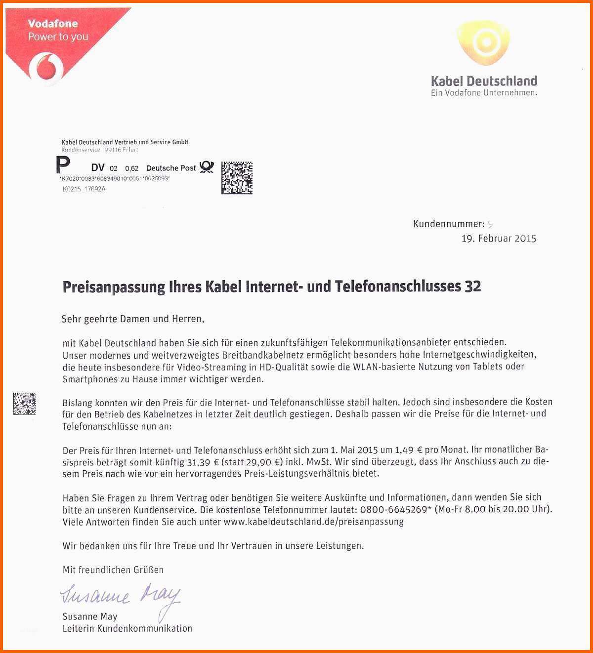 Einzigartig Kündigung Vorlage Vodafone Festnetz Durchschnitt Kundigung