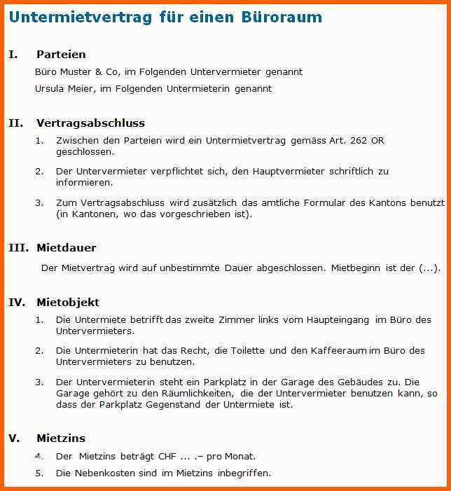 Einzigartig Muster Untermietvertrag Rechtssichere Vorlage Zum Download