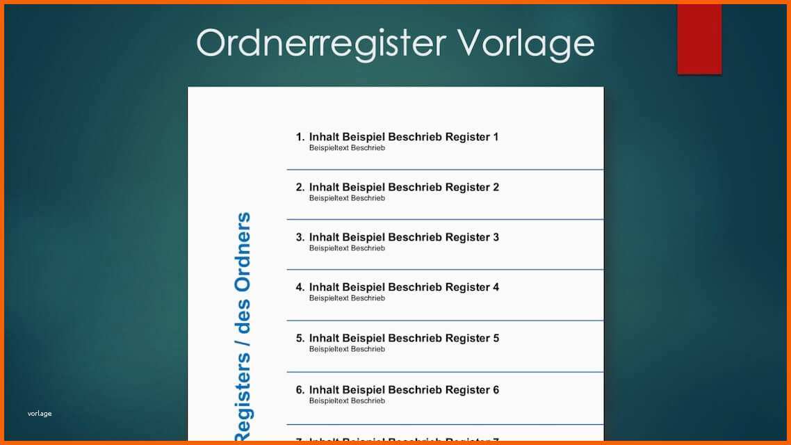 Einzigartig ordnerregister Vorlage Deckblatt
