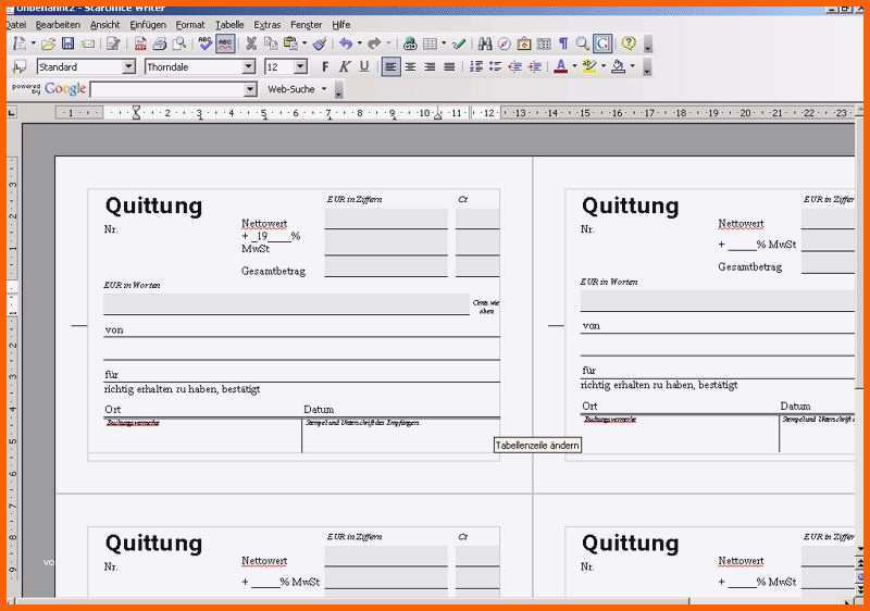 Einzigartig Quittung Vorlage Word