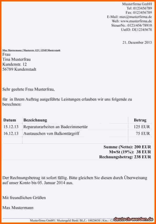 Einzigartig Rechnung Stellen Vorlage