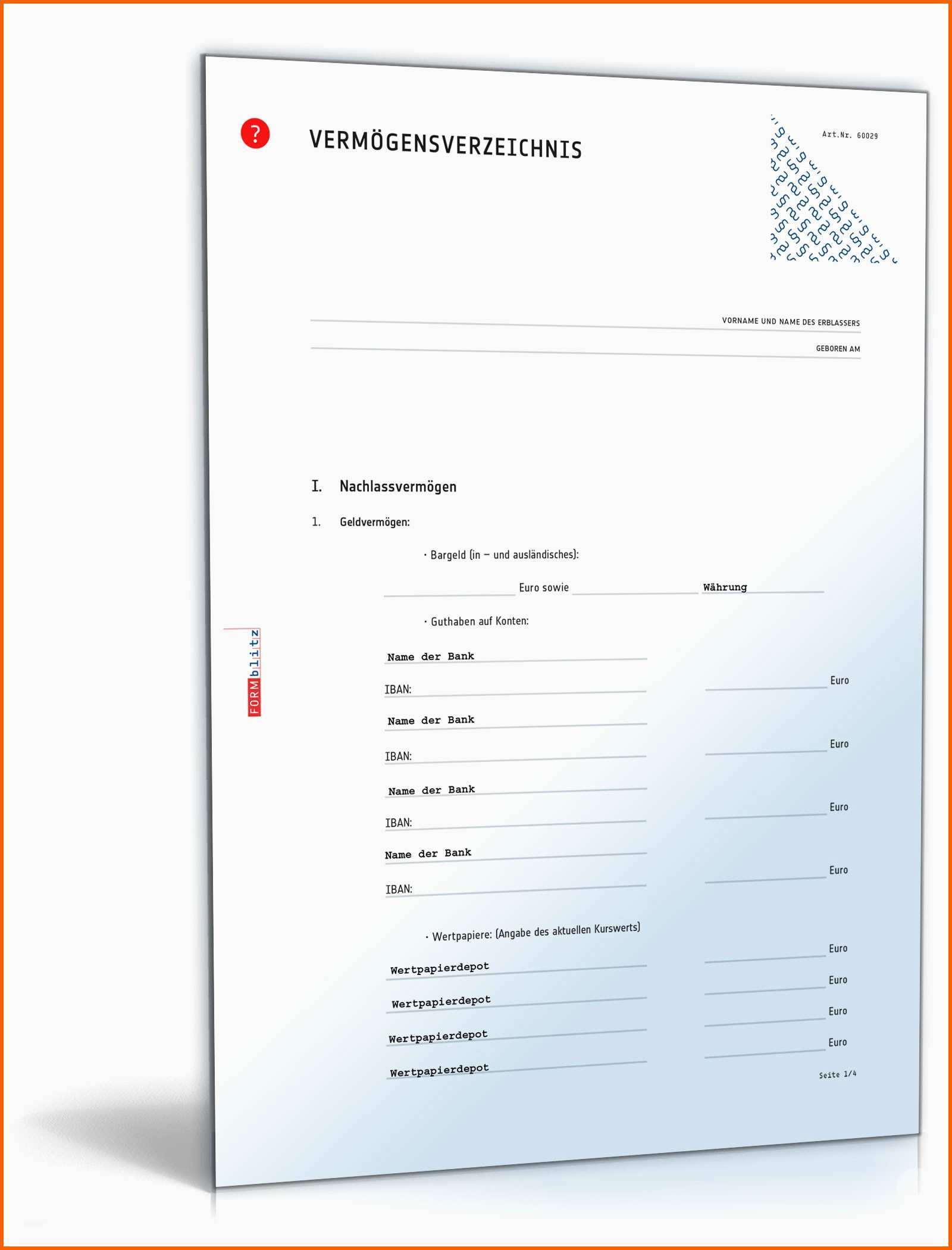 Einzigartig Vermögensverzeichnis Testament Vorlage Zum Download