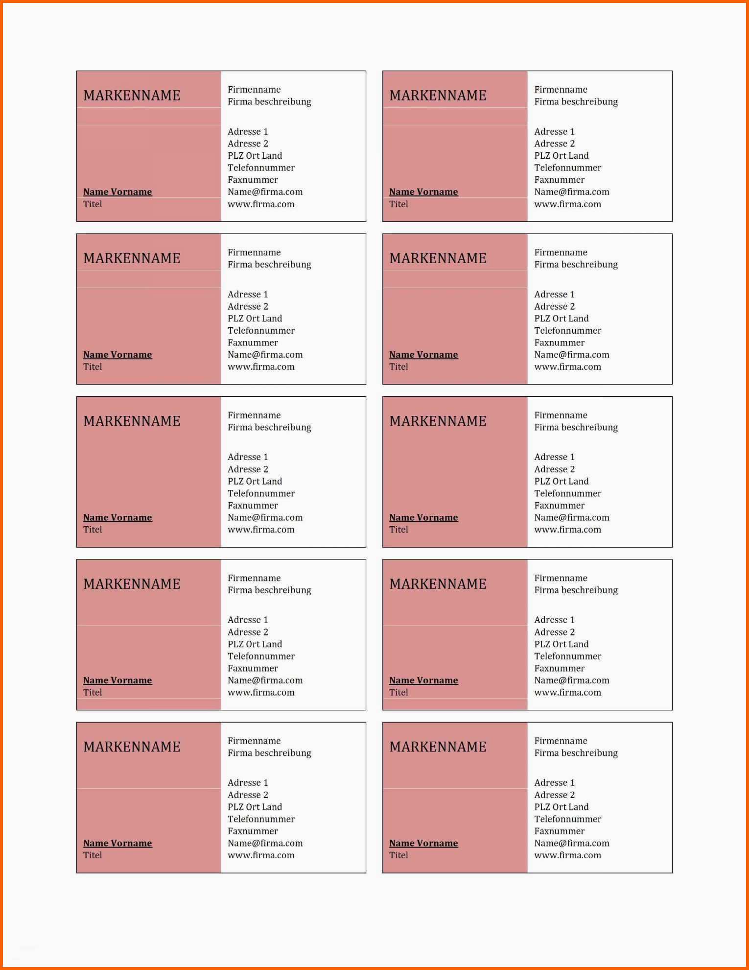 Einzigartig Vorlage Visitenkarte Word Kostenlos Schönste to Do Liste