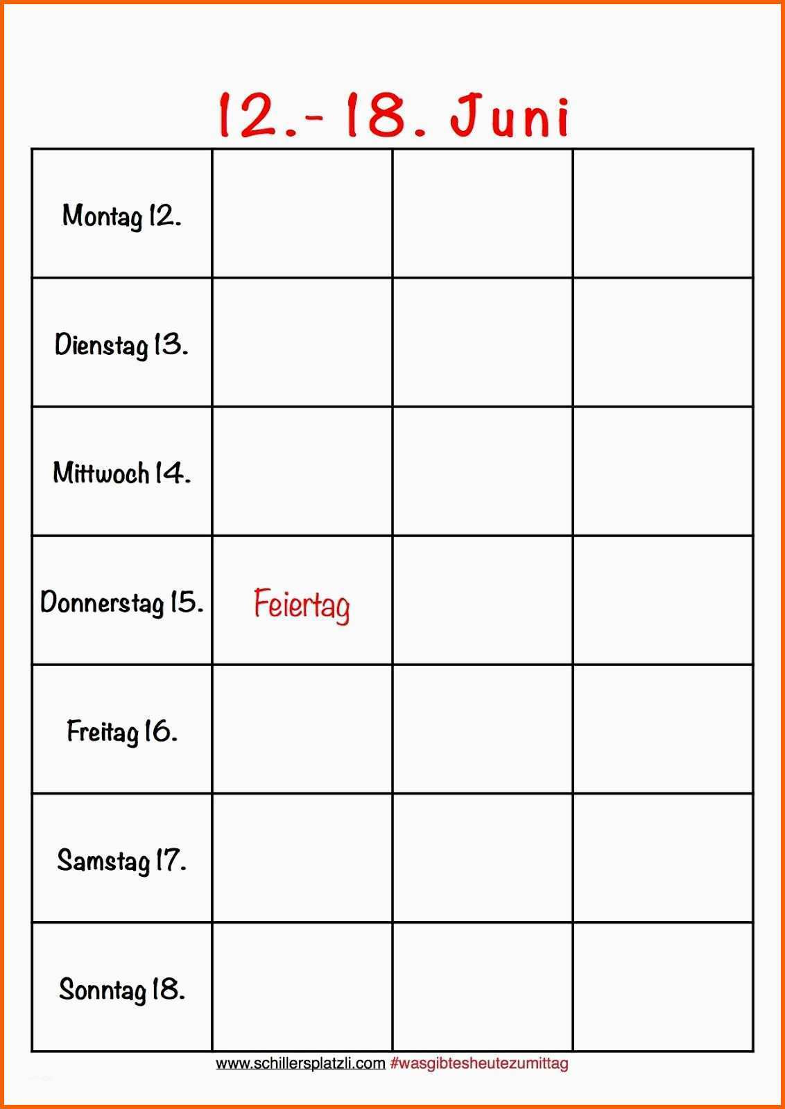 Einzigartig Wochenplan Zum Ausdrucken Amatcard