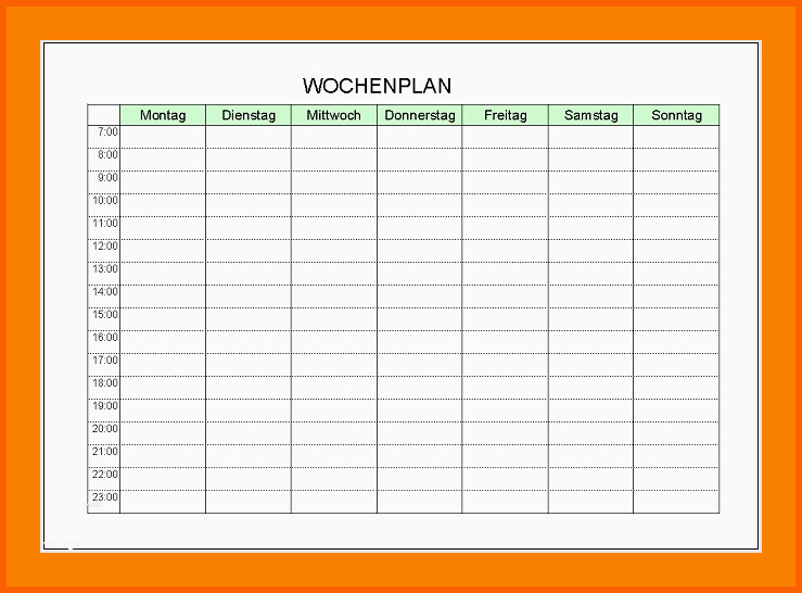 Einzigartig Zeitplan Wochenplan