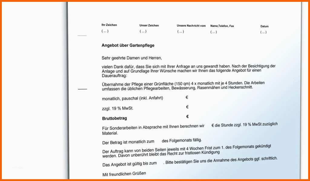 Empfohlen 15 Angebot Word Vorlage