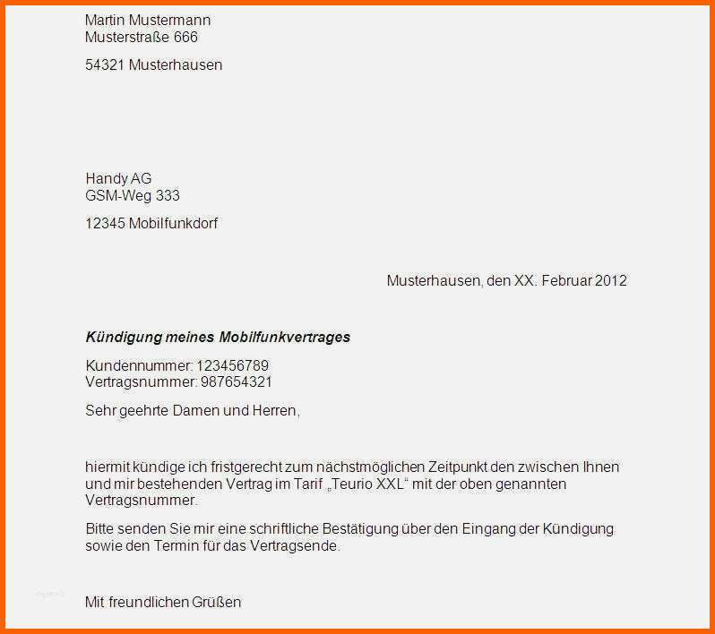 Empfohlen 16 Kündigung Vertrag Vorlage Word