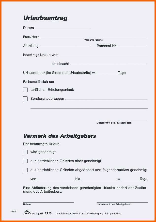 Empfohlen 19 Muster Urlaubsantrag Kostenlos